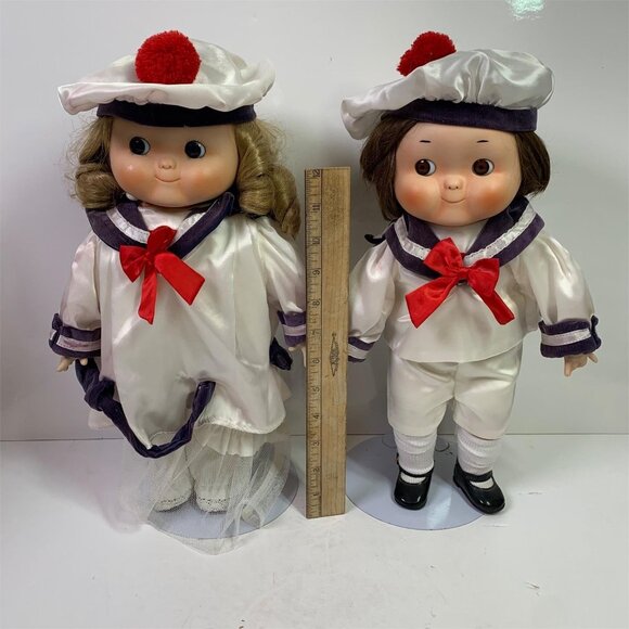 Pair Of Dolly Dingle, Billie Bumps Porcelain Musical Collector Dolls, Sailors! - Picture 2 of 5